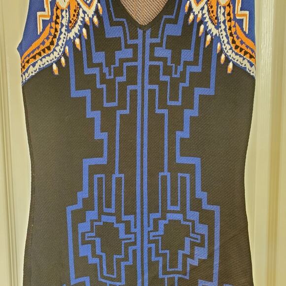Jealous Tomato Geometric Bodycon Vibrant Blue Orange Retro Mini Dress Size Large - Picture 6 of 7